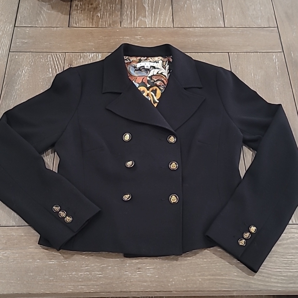 CAbi Black Double Breasted Lined Blazer Style#690 Size 6 - Picture 3 of 14